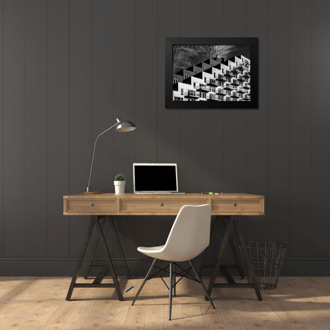 Blocks Black Modern Wood Framed Art Print by Koer, Jaap