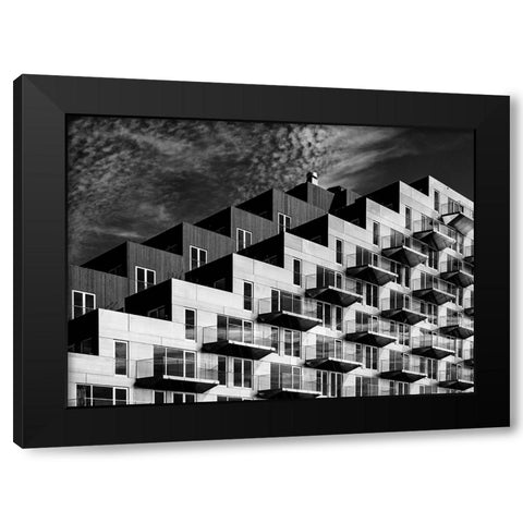 Blocks Black Modern Wood Framed Art Print by Koer, Jaap