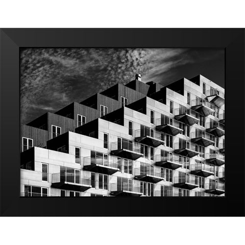 Blocks Black Modern Wood Framed Art Print by Koer, Jaap