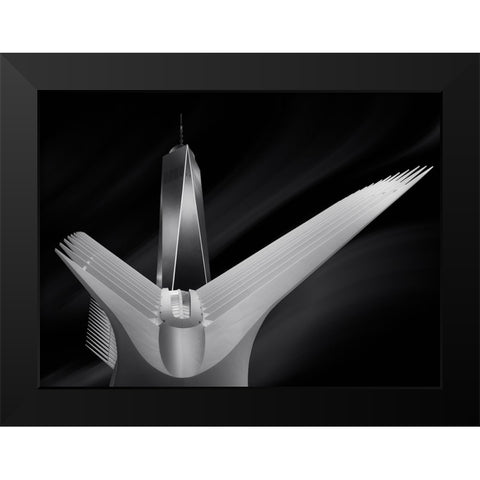Flying In Oculus Black Modern Wood Framed Art Print by Garcia, Helena