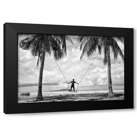 Tropical Playground Black Modern Wood Framed Art Print with Double Matting by Long, Kieron
