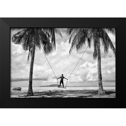 Tropical Playground Black Modern Wood Framed Art Print by Long, Kieron