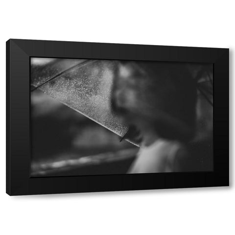 Rain Black Modern Wood Framed Art Print with Double Matting by H112O1