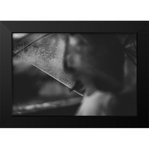 Rain Black Modern Wood Framed Art Print by H112O1