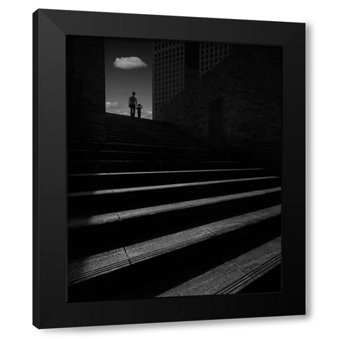 Summer In The City Black Modern Wood Framed Art Print with Double Matting by Takachi, Yasuhiro