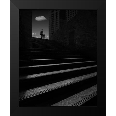 Summer In The City Black Modern Wood Framed Art Print by Takachi, Yasuhiro