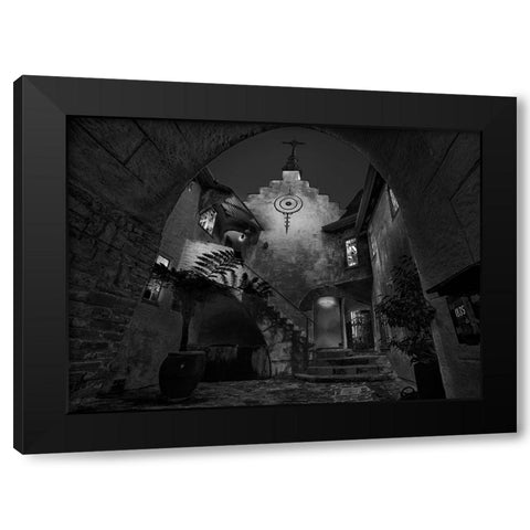Normandy Village Black Modern Wood Framed Art Print with Double Matting by Zeng, Jiahong