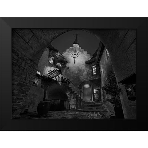 Normandy Village Black Modern Wood Framed Art Print by Zeng, Jiahong