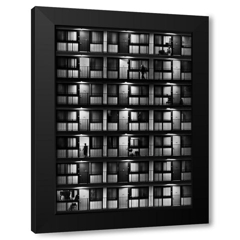 The Flat Black Modern Wood Framed Art Print with Double Matting by Shu, Rong