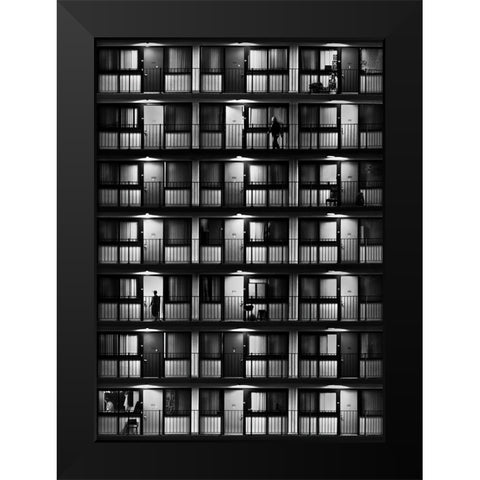 The Flat Black Modern Wood Framed Art Print by Shu, Rong