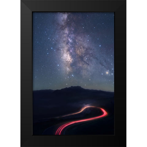 Misty Night Black Modern Wood Framed Art Print by Hu, Ke