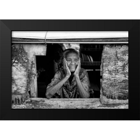 Boat Window Black Modern Wood Framed Art Print by Long, Kieron