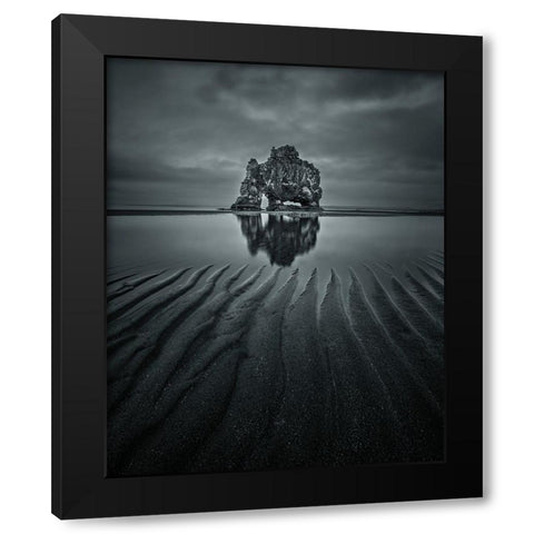 Hvitserkur Black Modern Wood Framed Art Print by Guo, David