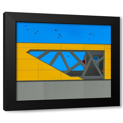 Facade - Hasharon Black Modern Wood Framed Art Print with Double Matting by Orbach, Arnon