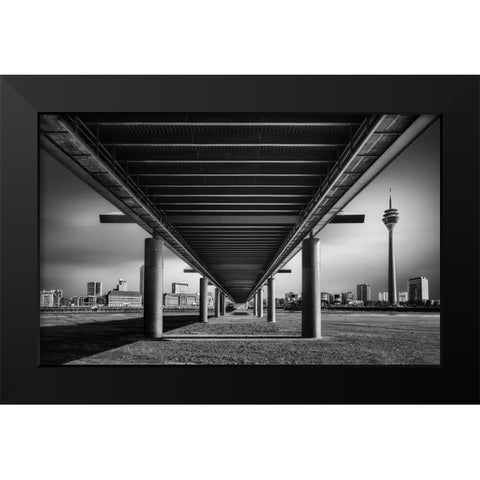 Way To DaAndFrac14;Sseldorf Black Modern Wood Framed Art Print by Figueras, Antoni