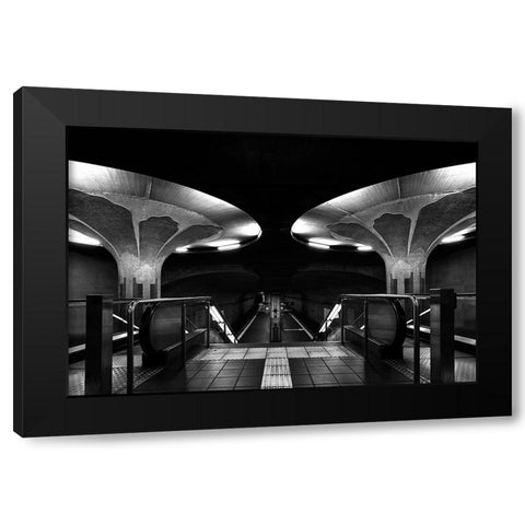 Mushroom Station Black Modern Wood Framed Art Print with Double Matting by Weber, Roland