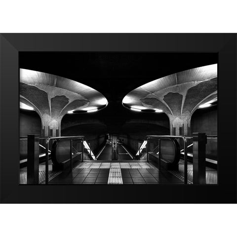 Mushroom Station Black Modern Wood Framed Art Print by Weber, Roland