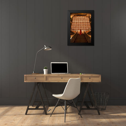 Stairway To Knowledge Black Modern Wood Framed Art Print by Yoshitaka, Oyama