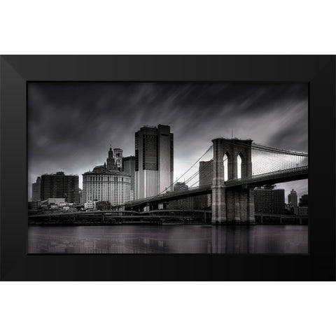 Brooklyn Bridge - Nyc Black Modern Wood Framed Art Print by W., Catherine