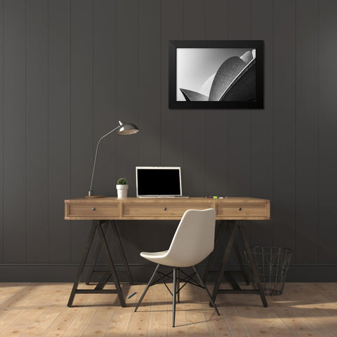 Lotus Temple .. The Grey Scale Black Modern Wood Framed Art Print by Chawla, Shobhit