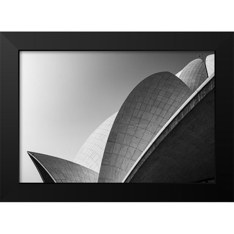 Lotus Temple .. The Grey Scale Black Modern Wood Framed Art Print by Chawla, Shobhit