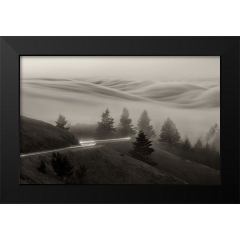DrIVing With Fog Black Modern Wood Framed Art Print by An, Anna