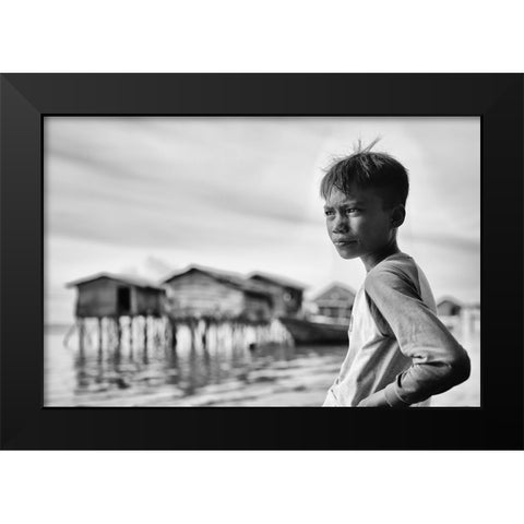 Looking Out To Sea Black Modern Wood Framed Art Print by Long, Kieron