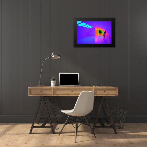 Charming Girl Black Modern Wood Framed Art Print by Chang, Jiangping