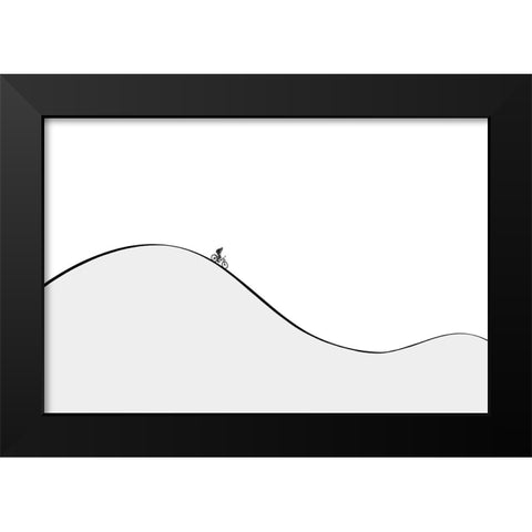 Curves Black Modern Wood Framed Art Print by Natalia