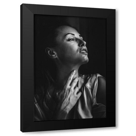 Touching Neck Black Modern Wood Framed Art Print by Yamamoto, Eiji