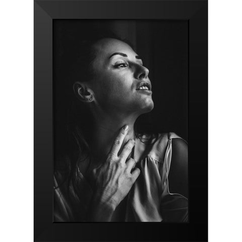 Touching Neck Black Modern Wood Framed Art Print by Yamamoto, Eiji