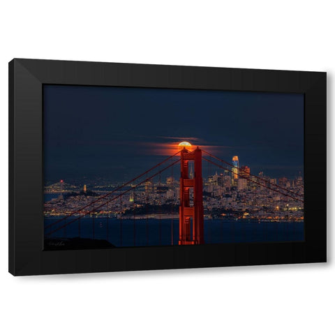 Full Moon August 11 Black Modern Wood Framed Art Print by An, Anna