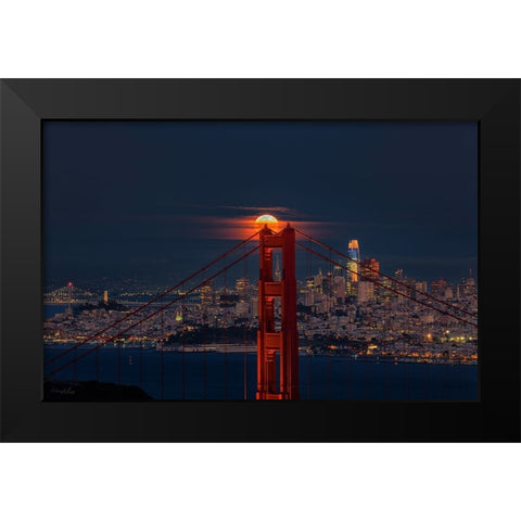 Full Moon August 11 Black Modern Wood Framed Art Print by An, Anna