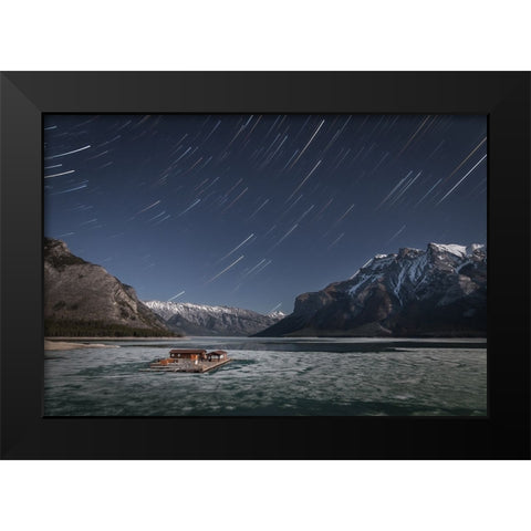 Lake Minnewanka Black Modern Wood Framed Art Print by Schaarschmidt, Christoph