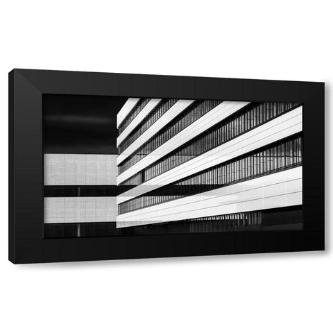 Industrial FaAsade | Receding Lines Black Modern Wood Framed Art Print with Double Matting by Ruckert, Stephan
