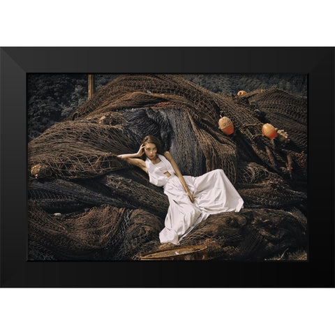 Aira Black Modern Wood Framed Art Print by Koiki