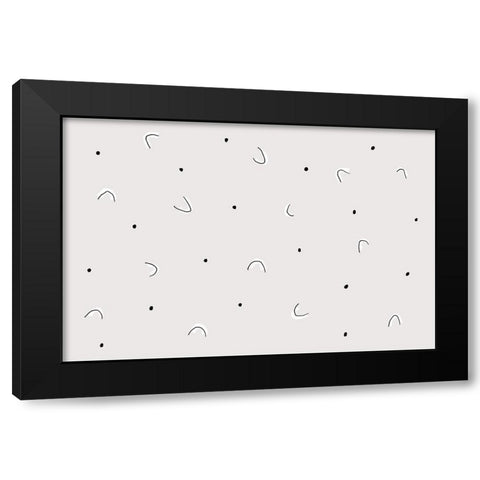 Dots and Shapes Black Modern Wood Framed Art Print by uplusmestudio