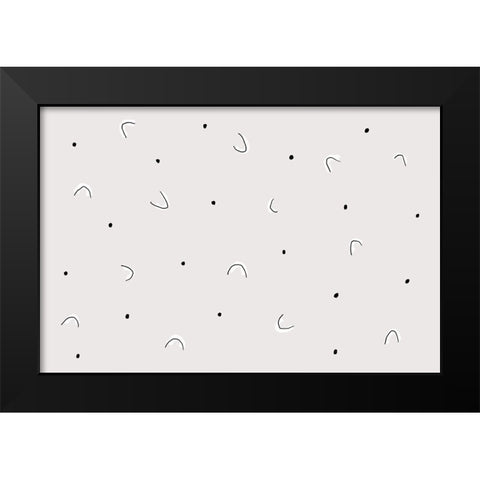 Dots and Shapes Black Modern Wood Framed Art Print by uplusmestudio