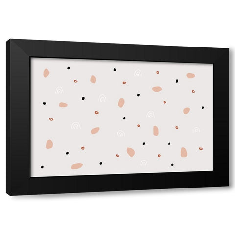 Happy Abstract Black Modern Wood Framed Art Print with Double Matting by uplusmestudio