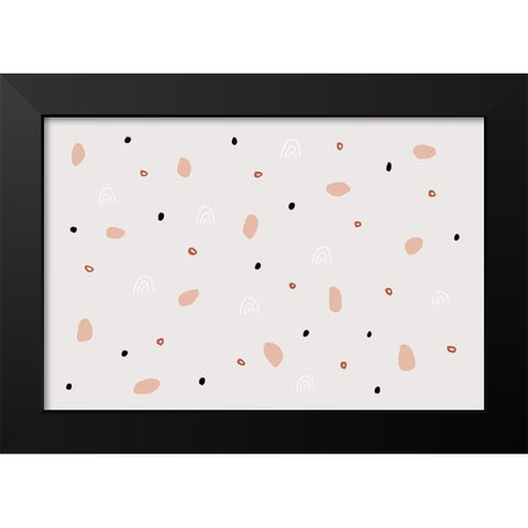 Happy Abstract Black Modern Wood Framed Art Print by uplusmestudio
