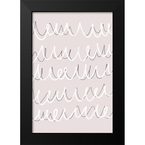 Irregular Scribbles Black Modern Wood Framed Art Print by uplusmestudio