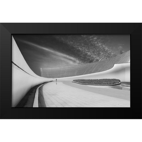 City Life Black Modern Wood Framed Art Print by Xibiaohuang