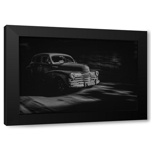 Havana Street Black Modern Wood Framed Art Print with Double Matting by Morishige, Koji