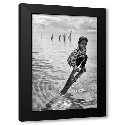 Sitting Pretty Black Modern Wood Framed Art Print with Double Matting by Long, Kieron