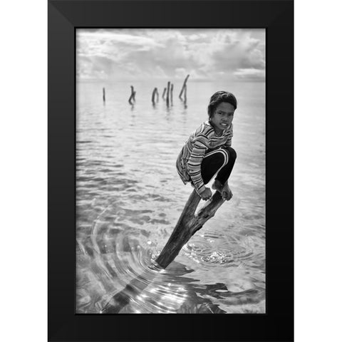 Sitting Pretty Black Modern Wood Framed Art Print by Long, Kieron