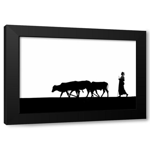 Silhouette Black Modern Wood Framed Art Print with Double Matting by Mahapatra, Santanu