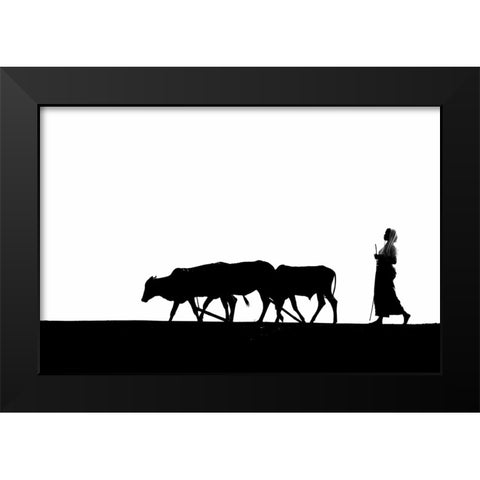 Silhouette Black Modern Wood Framed Art Print by Mahapatra, Santanu