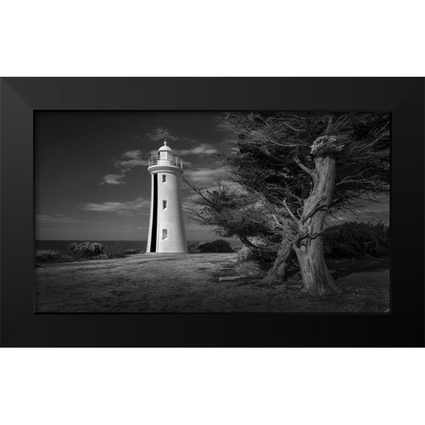 Mersey Bluff Lighthouse Black Modern Wood Framed Art Print by Papamanolis, Emanuel