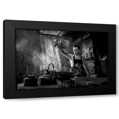 The Teahouse Black Modern Wood Framed Art Print with Double Matting by Yu Wu, Irene