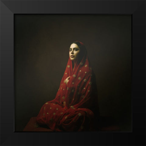 Persian Girl Black Modern Wood Framed Art Print by Hasheminasab, Moein
